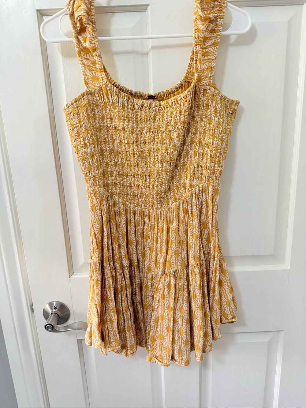 FREE PEOPLE | Yellow Smocked Sunflower Print Women's Tank Top